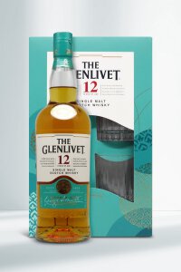 The Glenlivet Single Malt Scotch Whisky 12 Jahre 40% 0,7l  mit zwei Gläsern